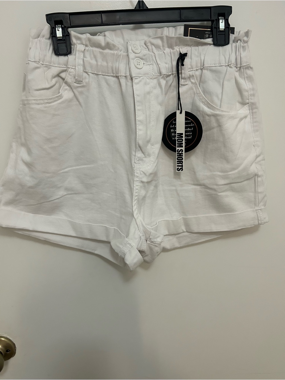 Dollhouse White High-Waist Paperbag Shorts
